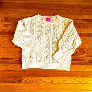 Time After Time cream cable knit sweater. Size Medium.